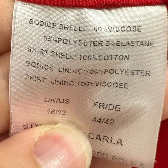 Lindy Bop Dress Polka Dot Off Shoulder Pockets 12 L Retro 40's Twee Rockabilly - Picture 9 of 10